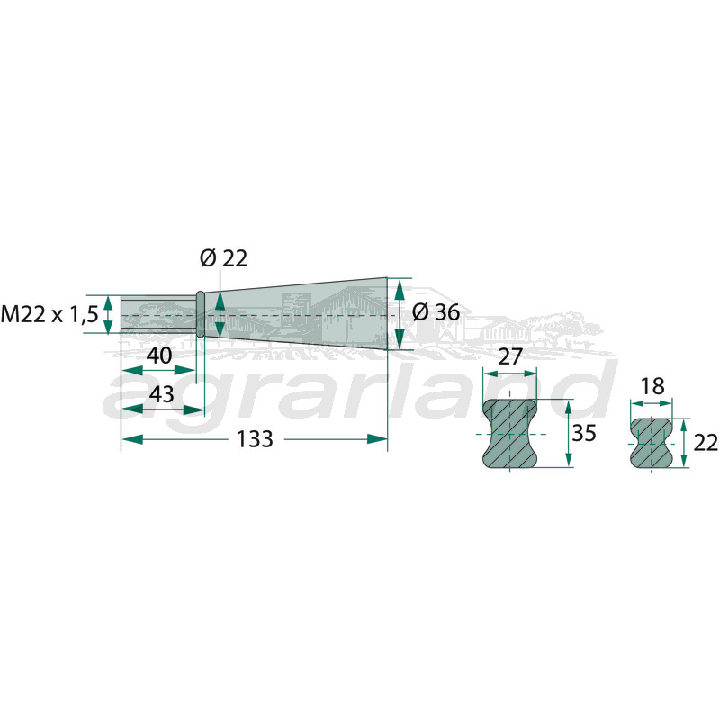 BLUELINE Großballen-Zinken mit konischer Mutter 