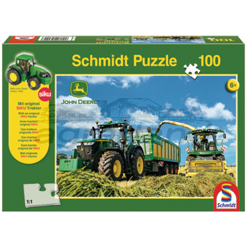Schmidt Puzzle, John Deere + SIKU Traktor, 100 Teile