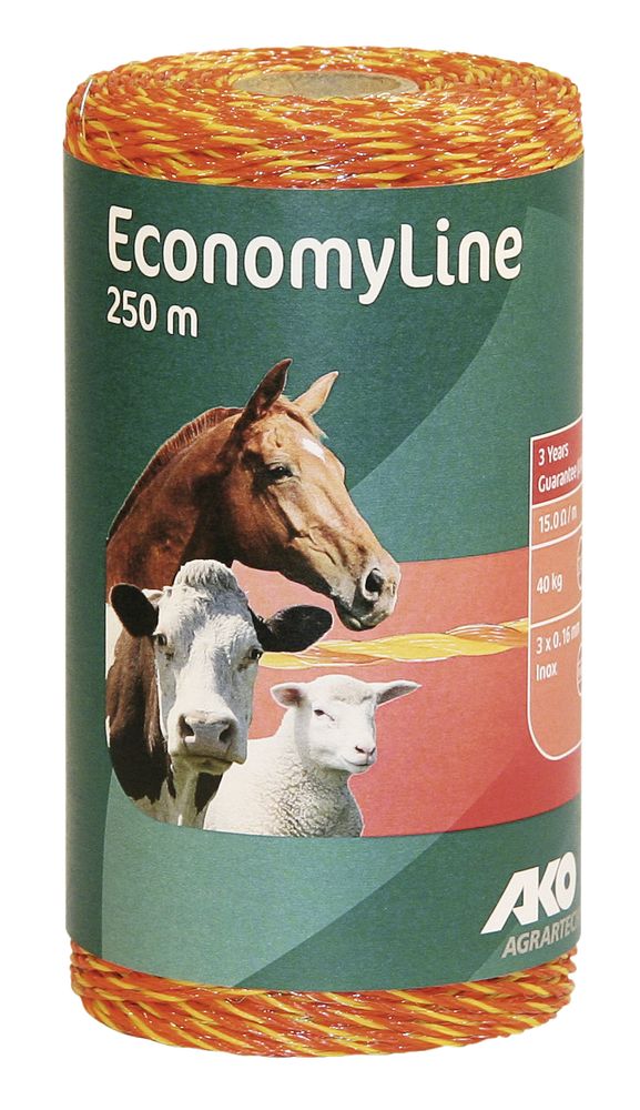 EconomyLine Weidezaunlitze 250 m Rolle, gelb/ orange