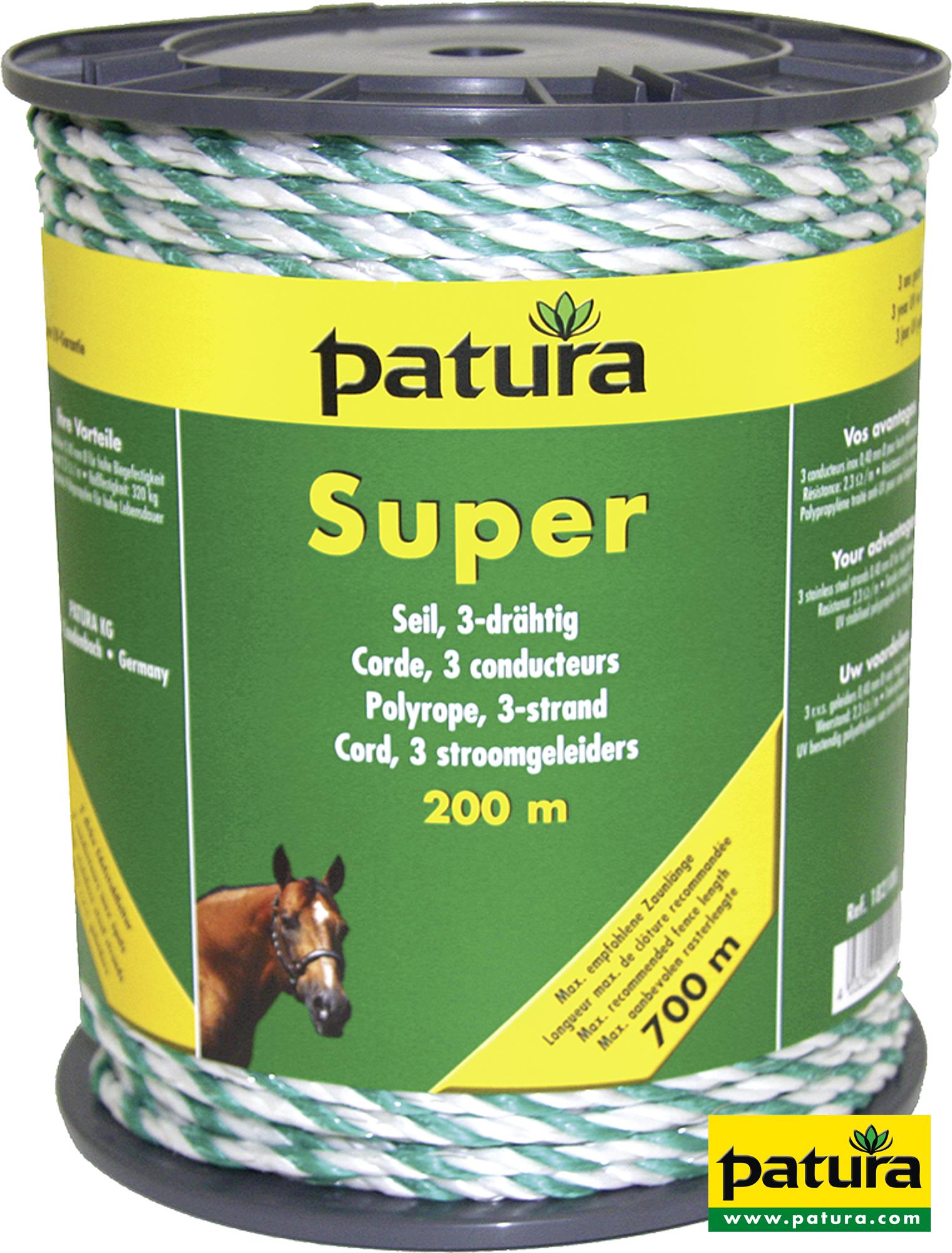 Super Seil, 200 m Rolle, 3 Niro 0,40mm, weiss-grün