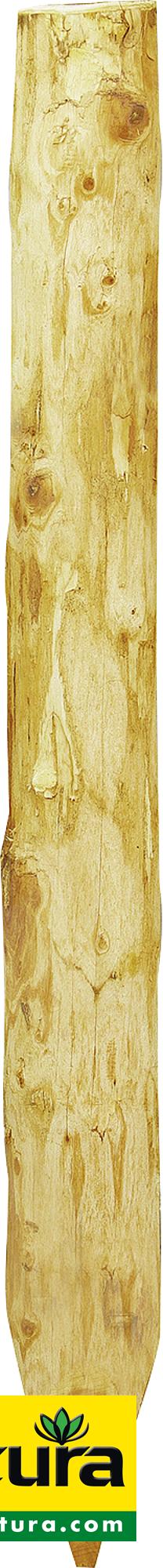 Robinienpfahl, halbiert, 1500 mm, d=13-15 cm, gefast, 3-fach gespitzt, entrindet