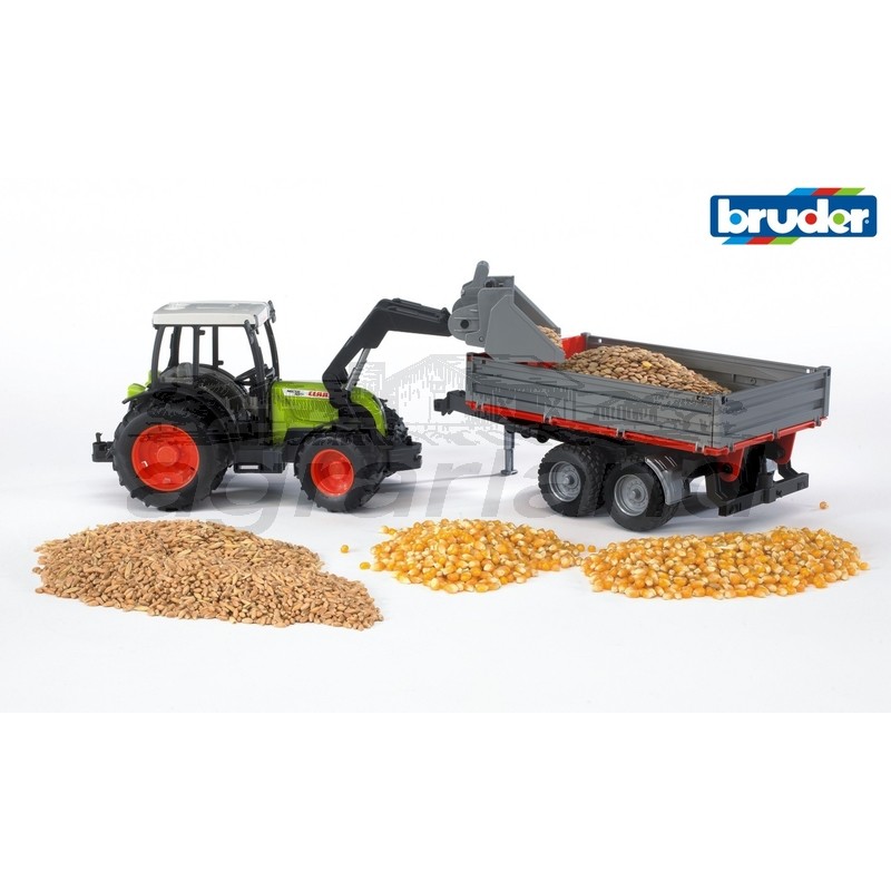 Bruder Claas Nectis 267 F mit Frontlader und Bordwandanhänger