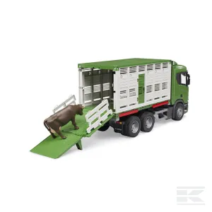 Bruder Tiertransport-LKW mit 1 Rind Scania Super 560 R 