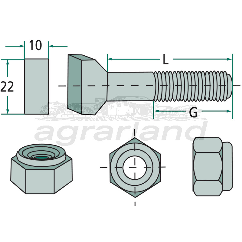 GRANIT Hammerkopfschraube M10 x 65 mm, mit selbstsichernder Mutter