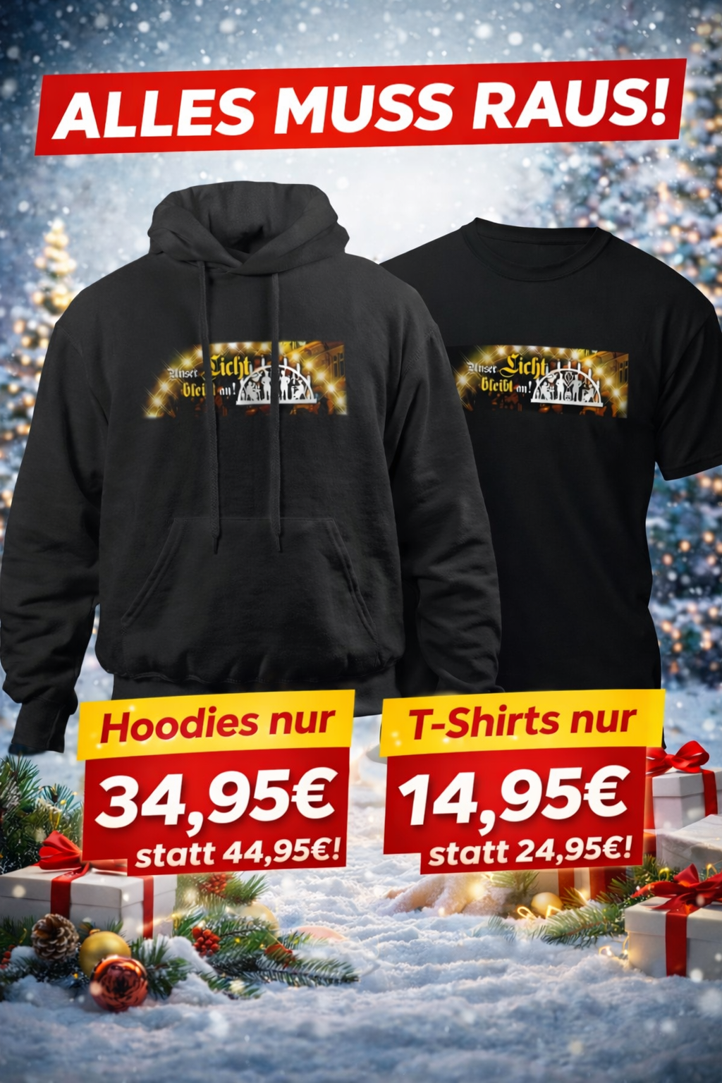 Hoodie  "Unser Licht bleibt an!" schwarz 