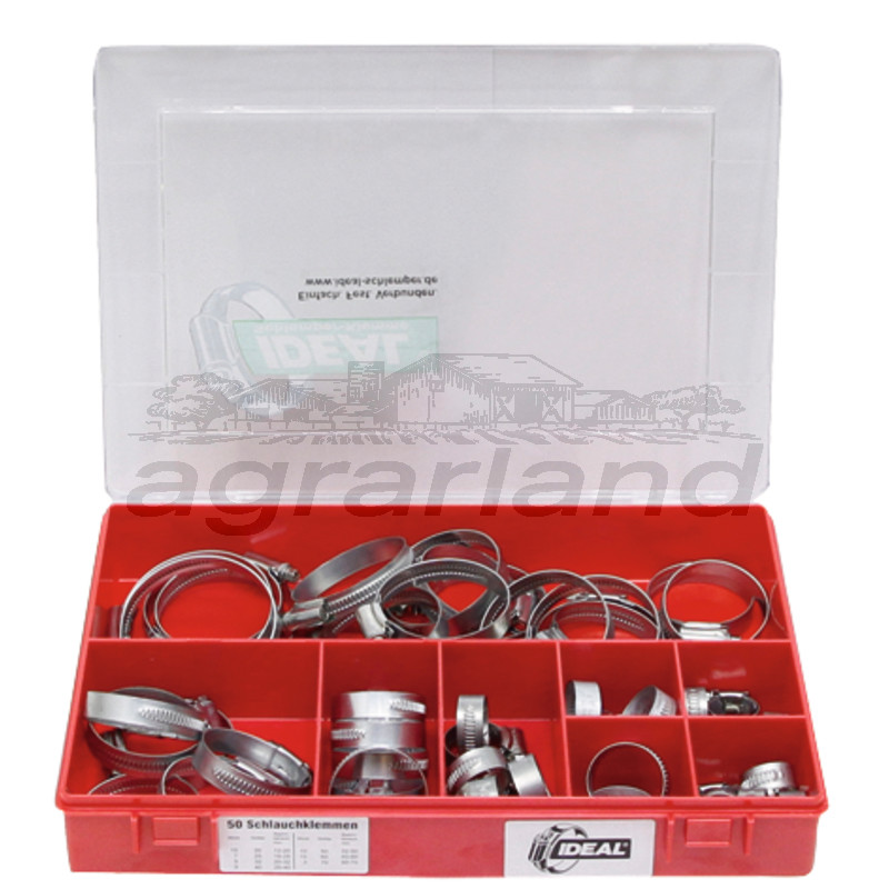 Schlauchschellen-Sortiment Bandbreite 12 mm, Inhalt 50 Stück