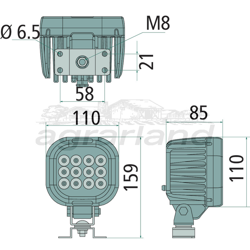 Arbeitsscheinwerfer LED 7001 für Fernfeld-Ausleuchtung