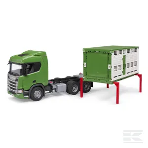 Bruder Tiertransport-LKW mit 1 Rind Scania Super 560 R 