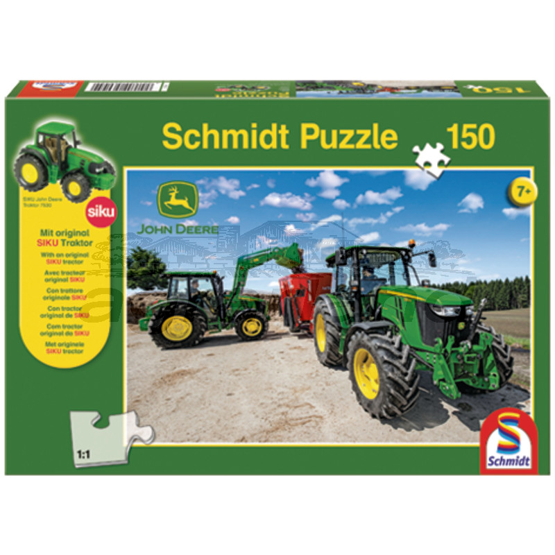 Schmidt Puzzle, John Deere + SIKU Traktor, 150 Teile