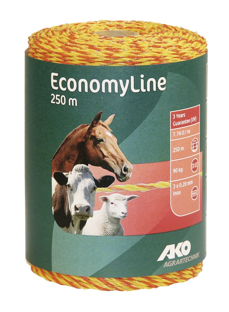 EconomyLine Weidezaunlitze 250 m Rolle, gelb/ orange