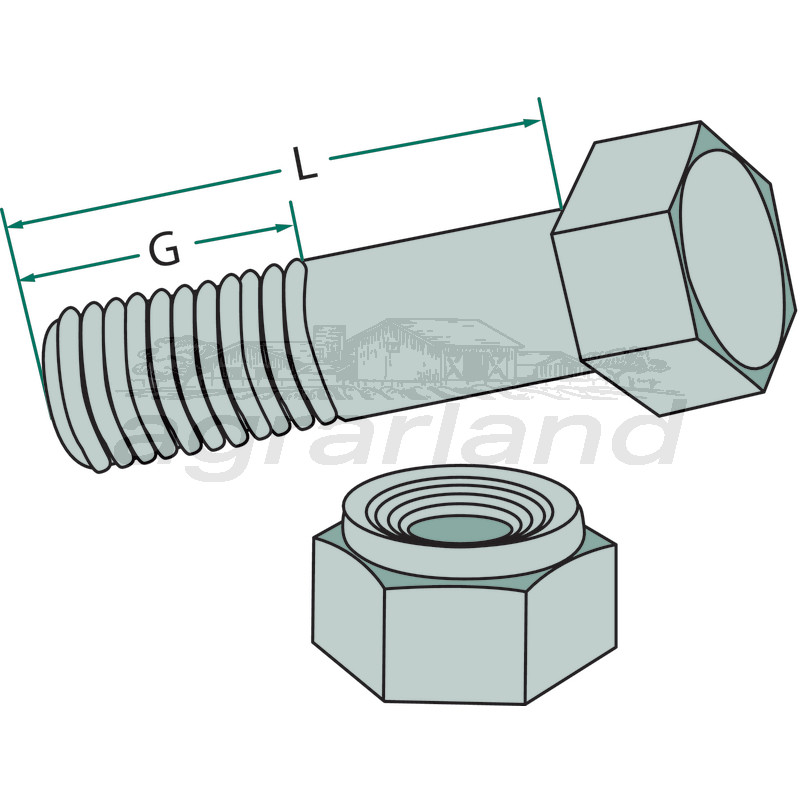 Schraube mit Mutter M14 x 1,5 x 35 mm, 12.9